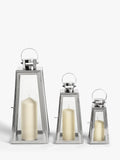 John Lewis set of 3 Pimlico lantern candle holders silver (British brand)