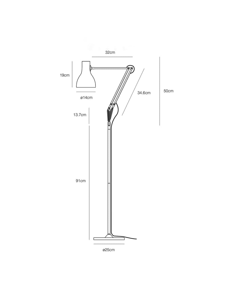 Anglepoise Type 75 floor lamp Margaret Howell Sienna edition, imported from the UK