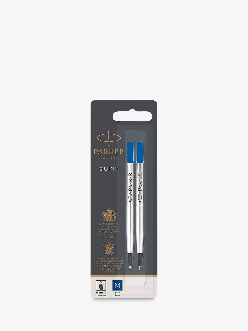 Parker Quink rollerball ink refills blue medium pack of 2 - British product