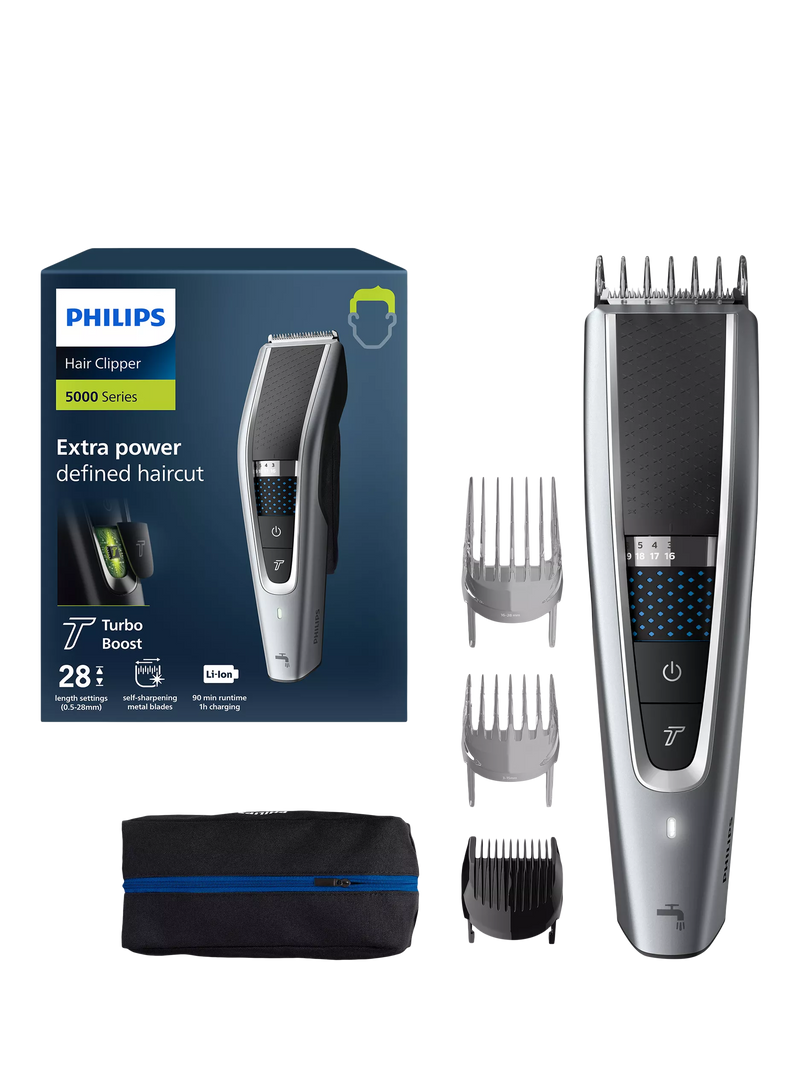Philips cordless hair clipper with Turbo Mode in Silver, imported from the UK