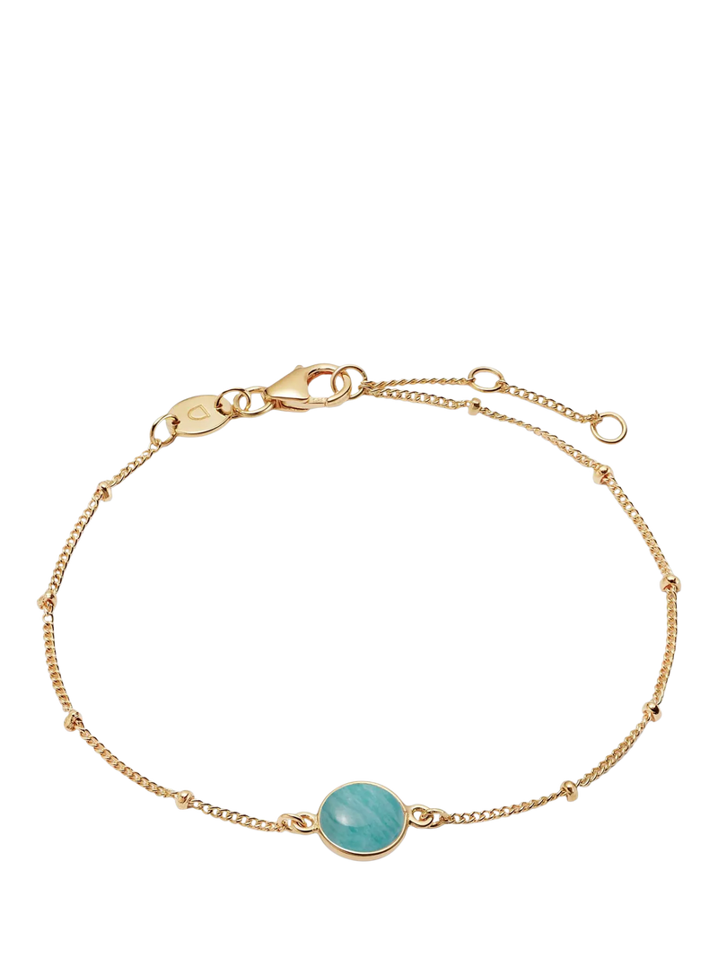 Daisy London gold plated aventurine stone bracelet, adjustable chain - British product