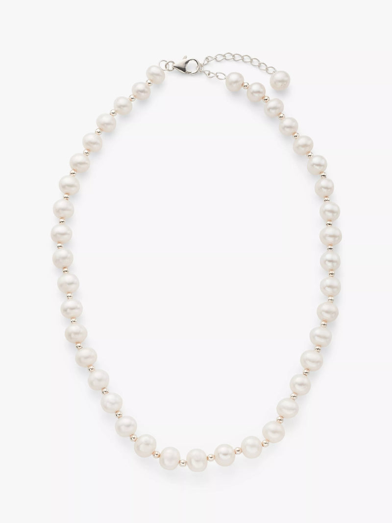 Lido freshwater pearl necklace white sterling silver (British brand)