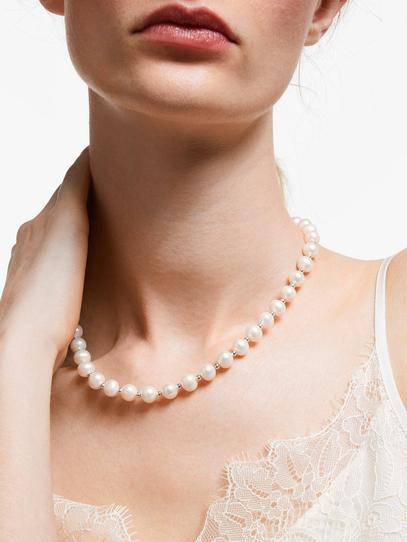 Lido freshwater pearl necklace white sterling silver (British brand)