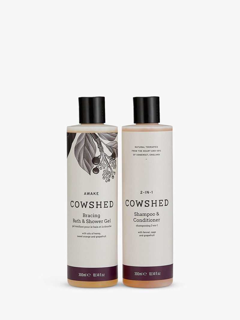 Cowshed active shower gel and shampoo conditioner gift set, 300ml each - British product