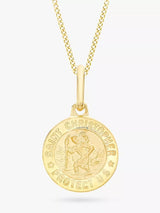 John Lewis IBB 9ct Gold St Christopher Round Pendant Necklace Gold 45cm- Buy online at McGrocer