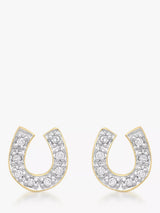 John Lewis IBB 9ct Gold Cubic Zirconia Horseshoe Stud Earrings 7mm- Buy online at McGrocer