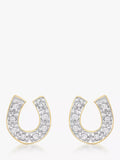IBB 9ct gold cubic zirconia horseshoe stud earrings - British product