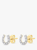IBB 9ct gold cubic zirconia horseshoe stud earrings - British product