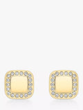 IBB 9ct gold cubic zirconia square stud earrings, UK version