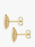 IBB 9ct gold cubic zirconia square stud earrings, UK version