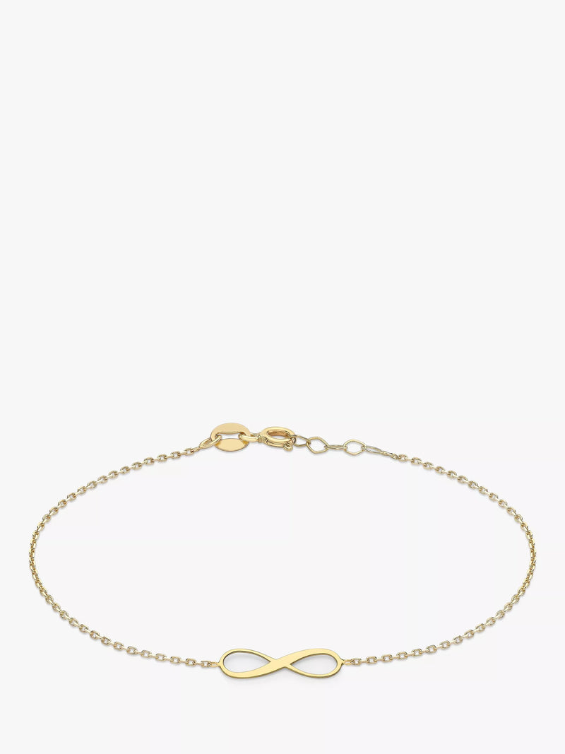 IBB 9ct gold infinity chain bracelet 19cm, UK version