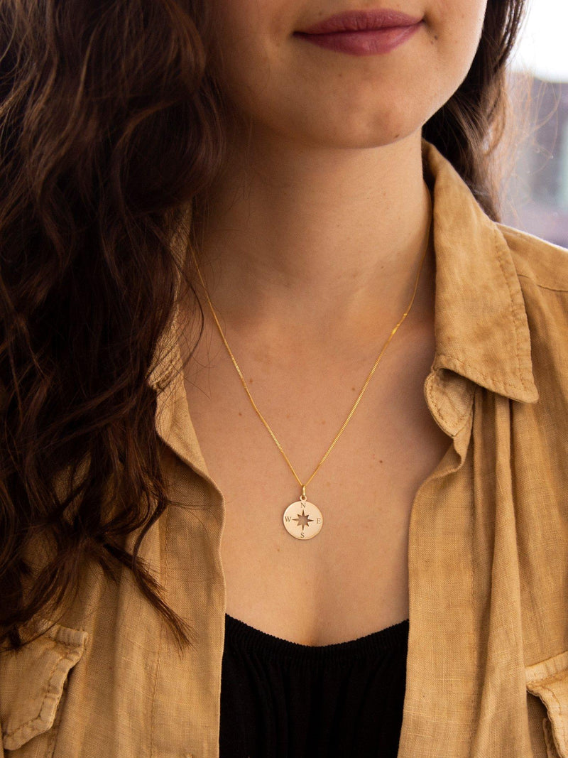 IBB 9ct gold compass and star pendant necklace - British product