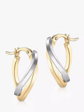 IBB 9ct yellow and white gold wave hoop earrings - British product