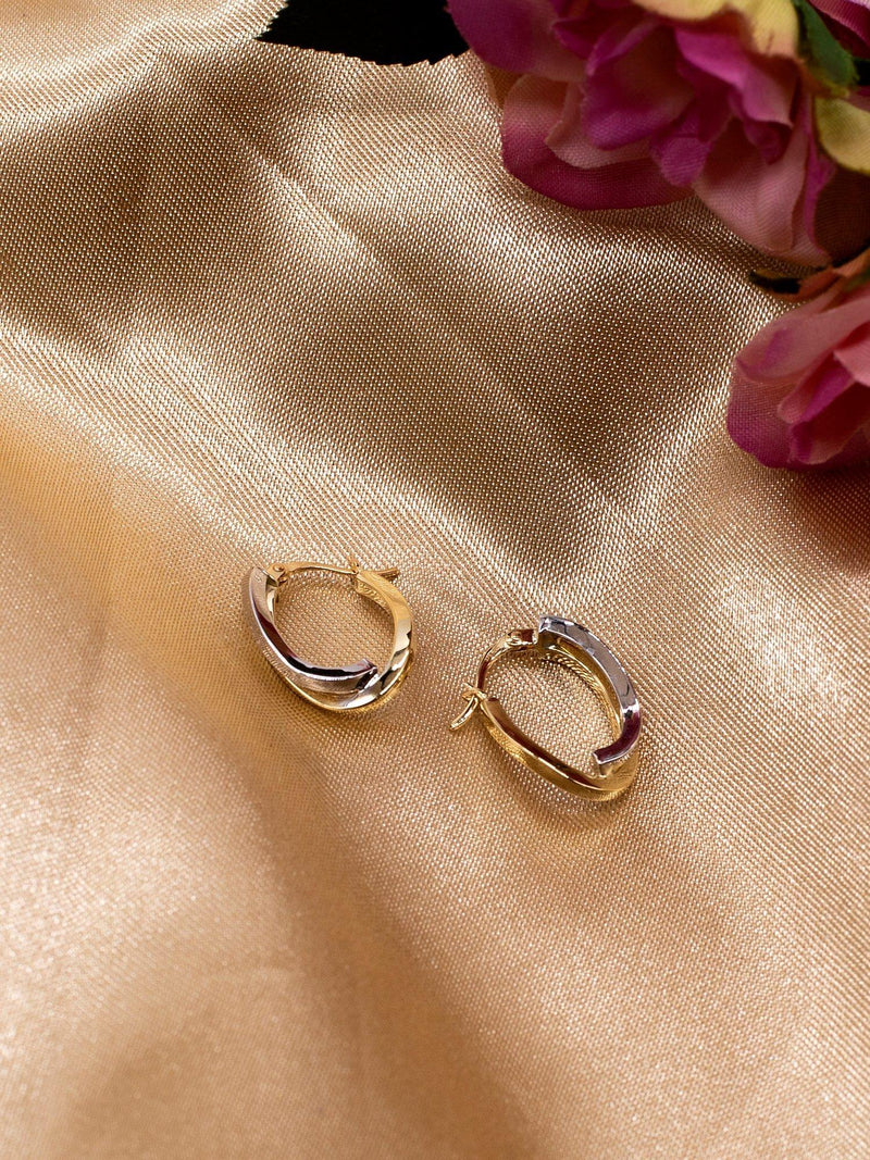 IBB 9ct yellow and white gold wave hoop earrings - British product
