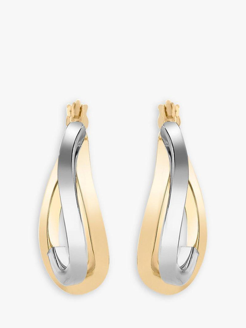 IBB 9ct yellow and white gold wave hoop earrings - British product