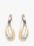 IBB 9ct yellow and white gold wave hoop earrings - British product