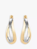 IBB 9ct yellow and white gold wave hoop earrings - British product