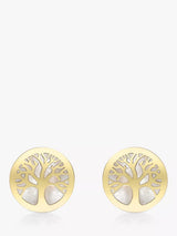 John Lewis IBB 9ct Gold Mother of Pearl Life Tree Round Stud Earrings- Buy online at McGrocer