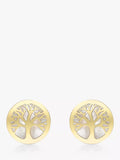 IBB 9ct gold mother of pearl tree of life stud earrings 0.8cm, UK version
