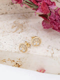 IBB 9ct gold mother of pearl tree of life stud earrings 0.8cm, UK version