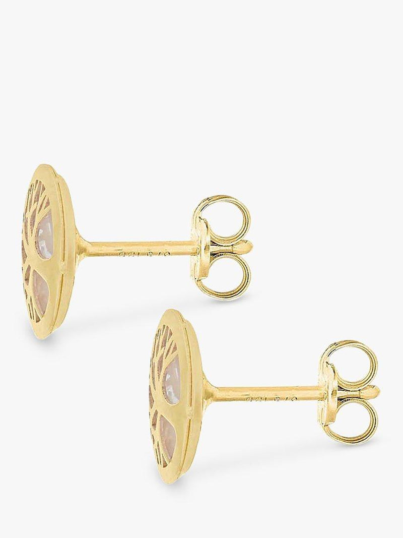 IBB 9ct gold mother of pearl tree of life stud earrings 0.8cm, UK version