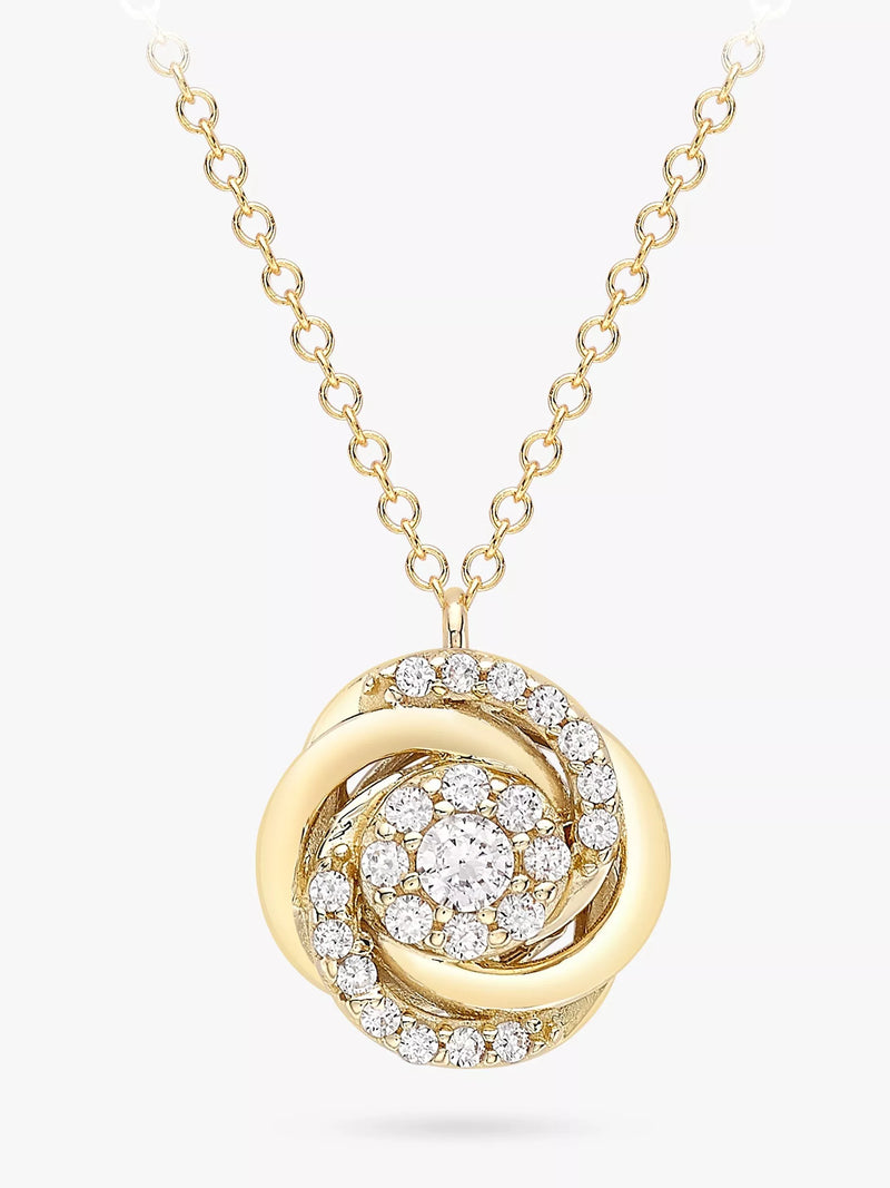 IBB 9ct gold cubic zirconia rose pendant necklace (British brand)