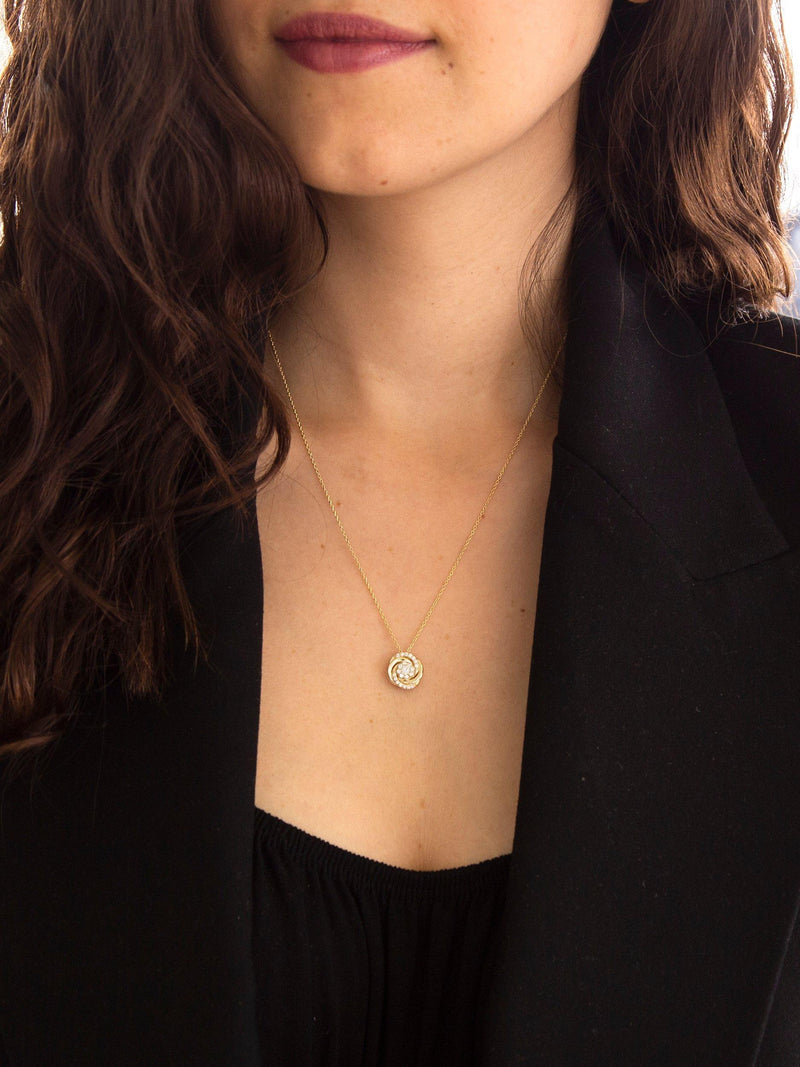 IBB 9ct gold cubic zirconia rose pendant necklace (British brand)