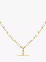 John Lewis IBB 9ct Gold T-Bar Figaro Chain Necklace, Gold, 45cm- Buy online at McGrocer