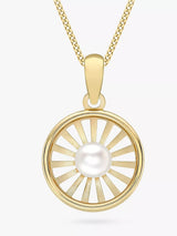John Lewis IBB 9ct Gold Freshwater Pearl Sunray Pendant Necklace, 45cm- Buy online at McGrocer