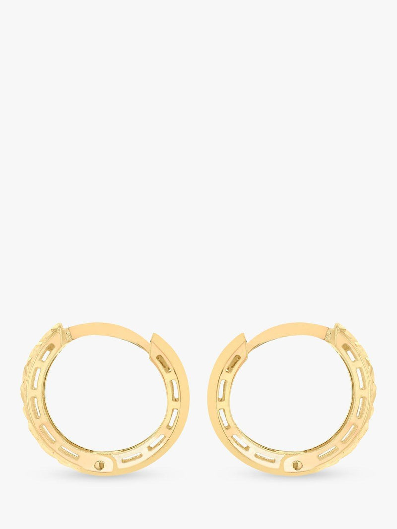 IBB 9ct gold diamond cut small hoop earrings, imported from the UK