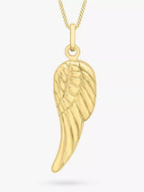 John Lewis IBB 9ct Gold Angel Wing Pendant Necklace, Gold, 45cm- Buy online at McGrocer