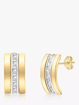 John Lewis IBB 9ct Gold Cubic Zirconia Curved Stud Earrings- Buy online at McGrocer