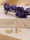 IBB cubic zirconia curved stud earrings gold plated, UK version