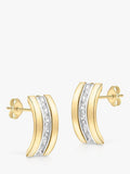 IBB cubic zirconia curved stud earrings gold plated, UK version