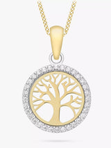 John Lewis IBB 9ct Gold Life Tree Cubic Zirconia Pendant Necklace- Buy online at McGrocer