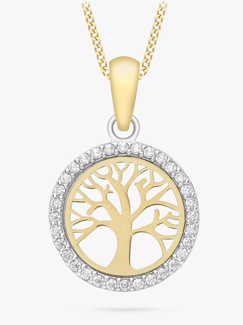 IBB Life Tree pendant 9ct gold cubic zirconia, imported from the UK