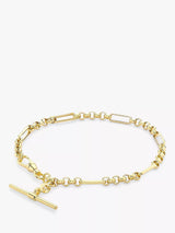 John Lewis IBB 9ct Gold T-Bar Figaro Chain Bracelet, 19cm- Buy online at McGrocer