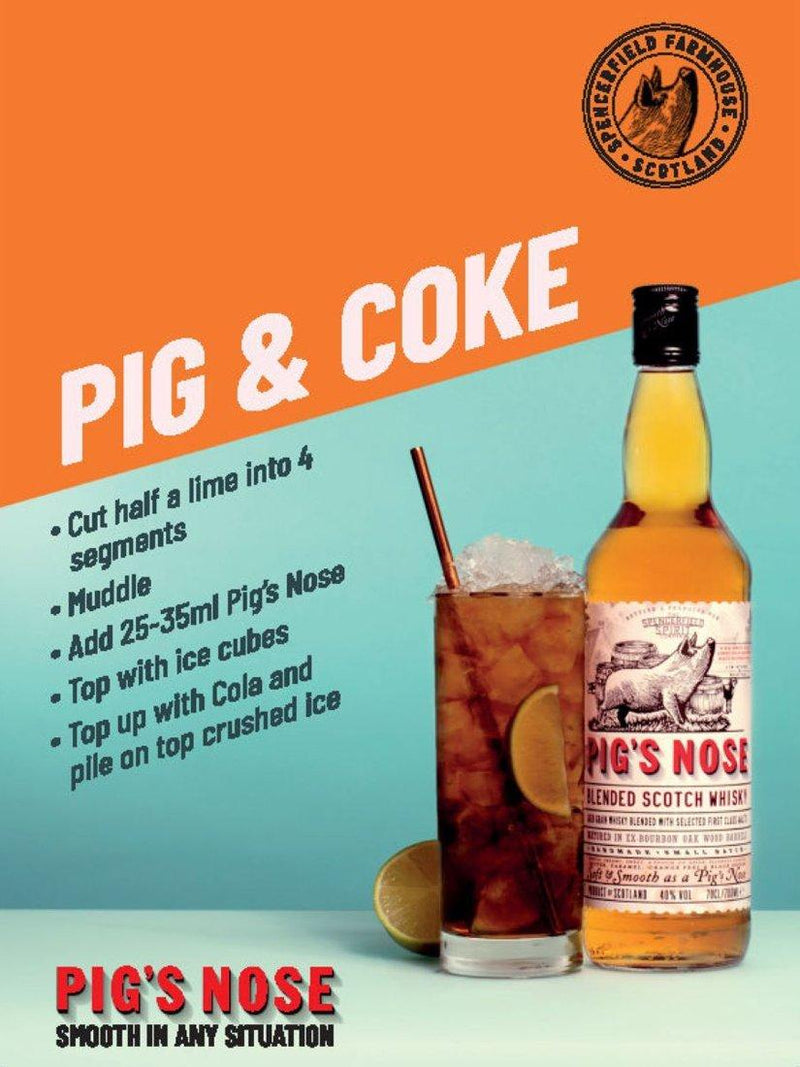 Pig's Nose blended Scotch whisky 70cl, imported from the UK