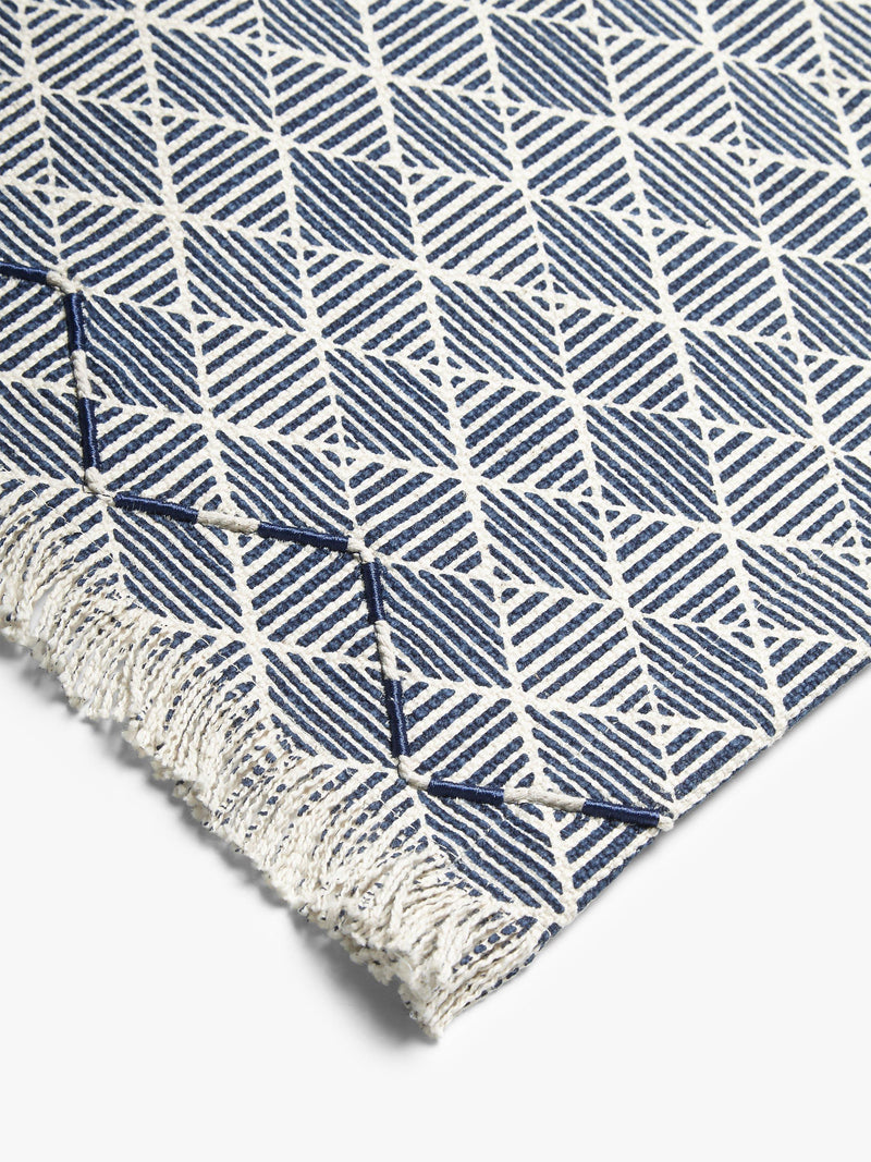 John Lewis geometric embroidered cotton placemats navy set of 2, UK version