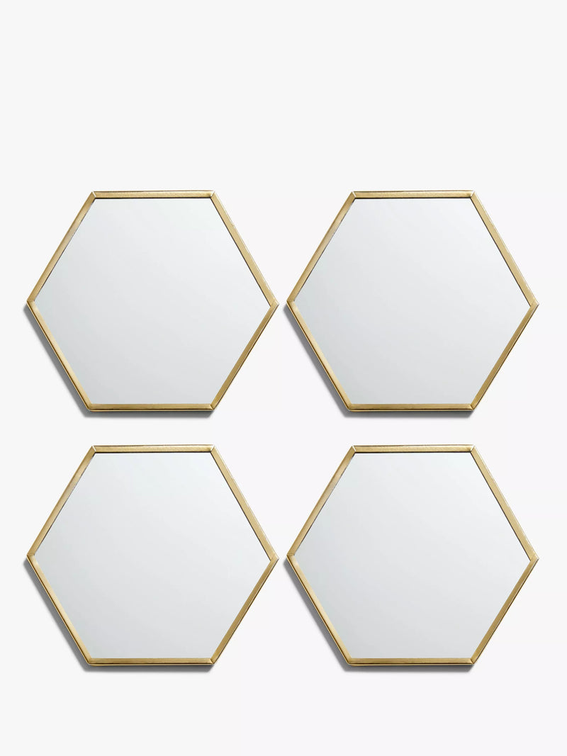 John Lewis hexagonal mirror coasters brass set of 4, imported from the UK