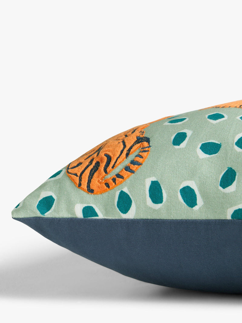 John Lewis Tiger Cushion Green Multi 45cm, UK version
