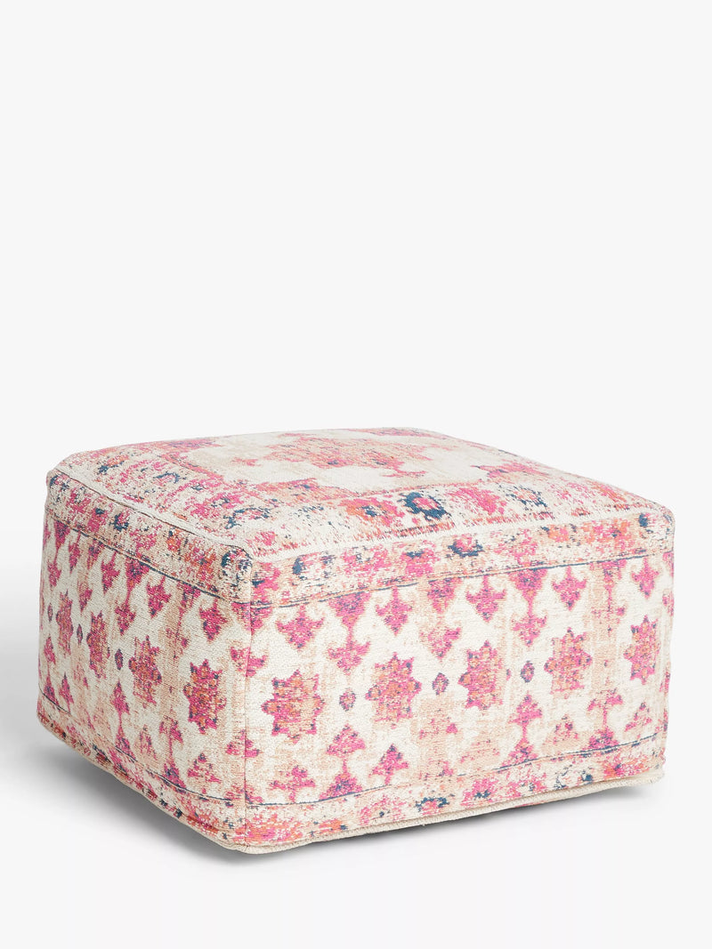 John Lewis medallion pouffe multi cotton footstool (British brand)