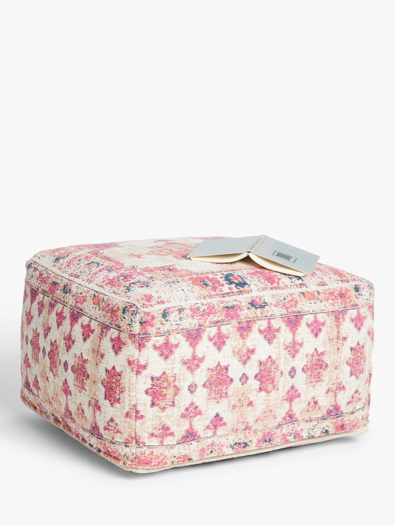 John Lewis medallion pouffe multi cotton footstool (British brand)