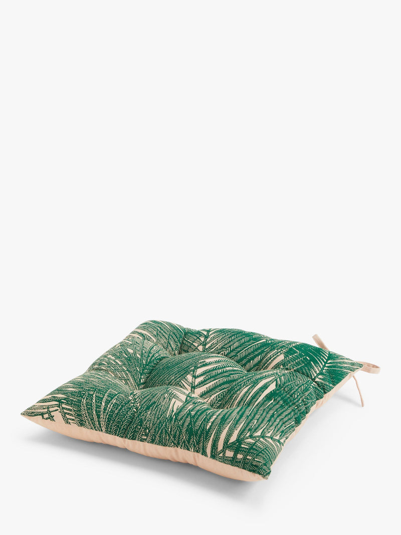 John Lewis green multi palm leaf seat pad 43x43cm, UK version