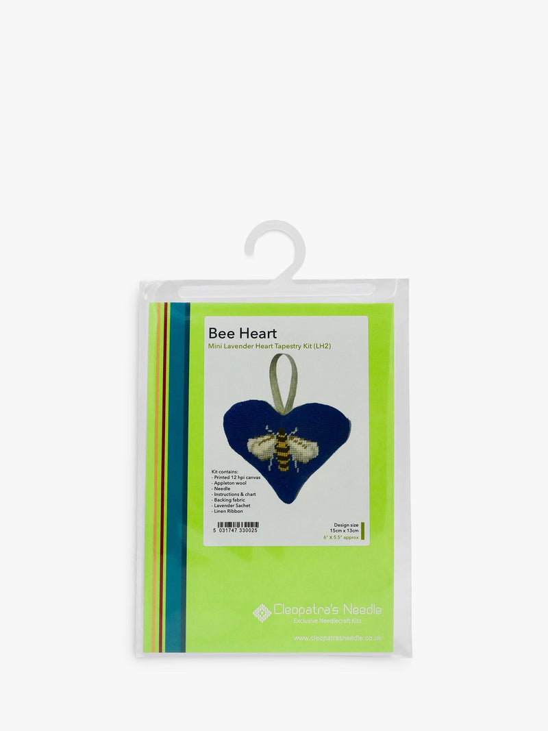 Cleopatra's Needle tapestry kit lavender bee heart 13x15cm, imported from the UK