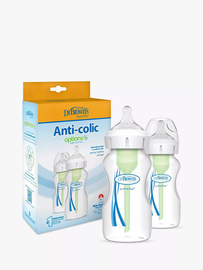 John Lewis Dr Brown's Natural Flow Options+ Anti-Colic Baby Bottle Pack of 2 270ml- Buy online at McGrocer