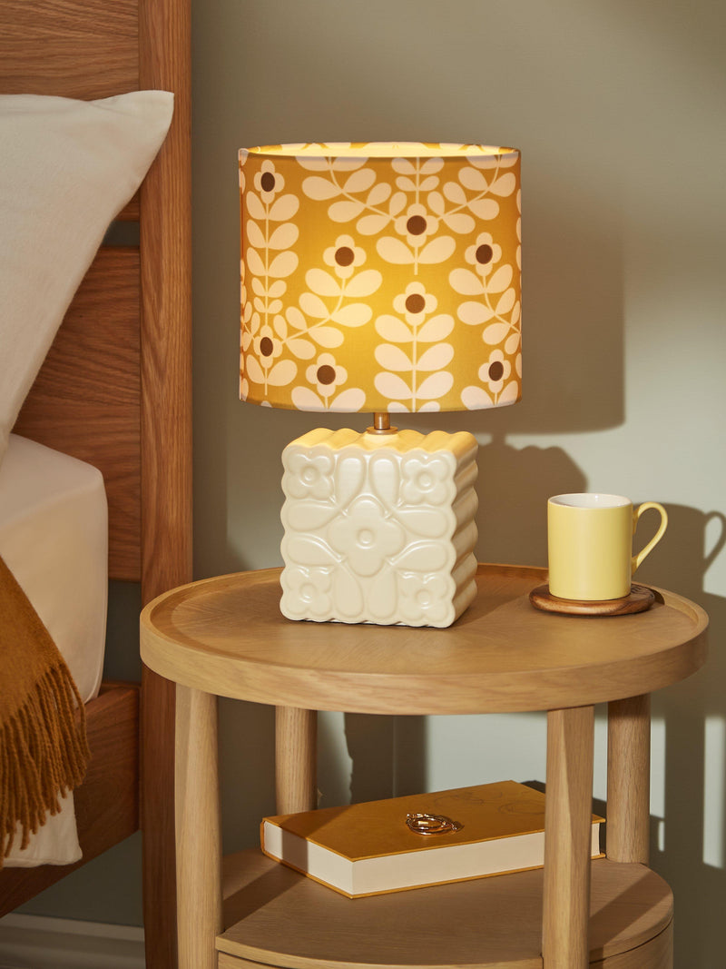Orla Kiely ceramic table lamp Juniper Stem yellow, UK version