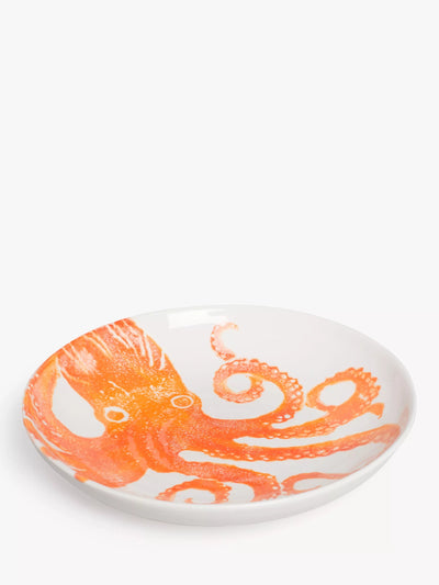John Lewis BlissHome Creatures Octopus Pasta Bowl Orange Earthenware 24.5cm- Buy online at McGrocer