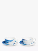 John Lewis Rick Stein Coves of Cornwall Cappuccino Cup & Saucer Set of 2, Blue/White, 350ml- Buy online at McGrocer