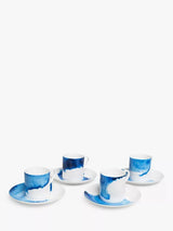 John Lewis Rick Stein Coves of Cornwall Espresso Cup & Saucer Set of 4, 75ml, Blue/White- Buy online at McGrocer